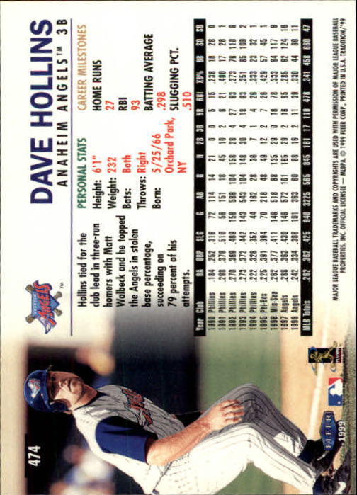 1999 Fleer Tradition Baseball "Main Set" Base Cards #401 to #600 - Picture 147 of 397