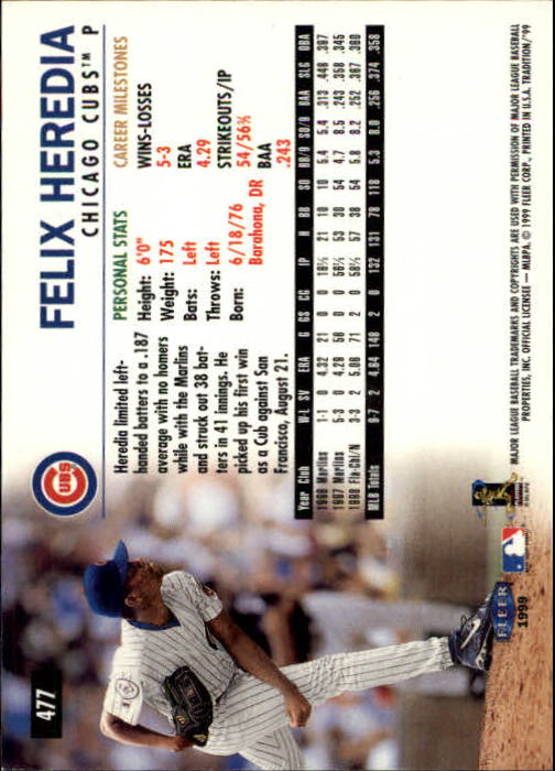 1999 Fleer Tradition Baseball "Main Set" Base Cards #401 to #600 - Picture 153 of 397