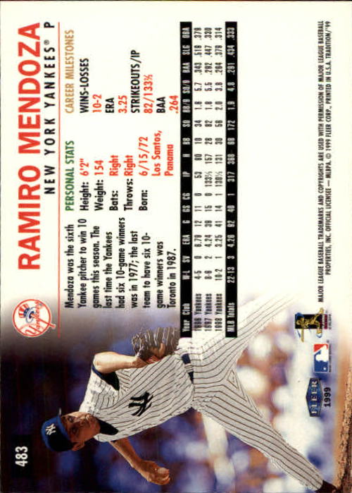 1999 Fleer Tradition Baseball "Main Set" Base Cards #401 to #600 - Picture 165 of 397