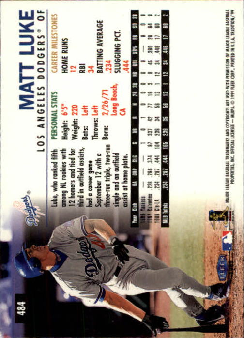 1999 Fleer Tradition Baseball "Main Set" Base Cards #401 to #600 - Picture 167 of 397