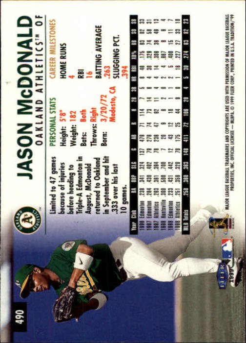 1999 Fleer Tradition Baseball "Main Set" Base Cards #401 to #600 - Picture 179 of 397