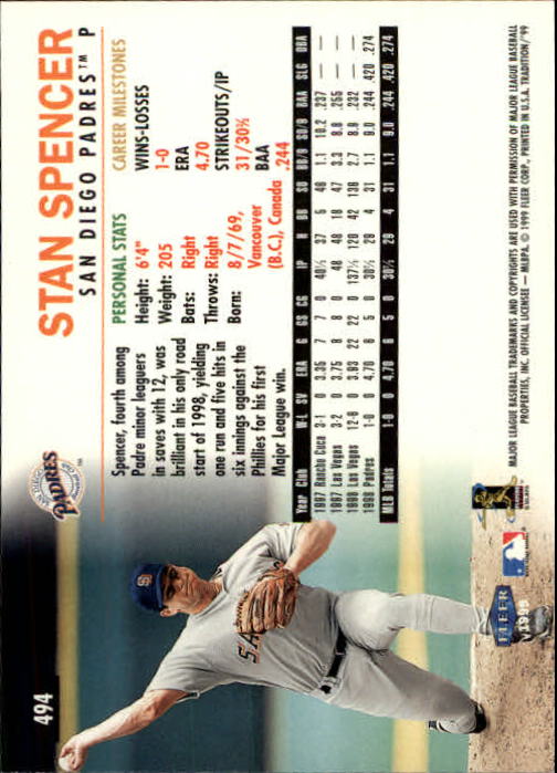 1999 Fleer Tradition Baseball "Main Set" Base Cards #401 to #600 - Picture 187 of 397