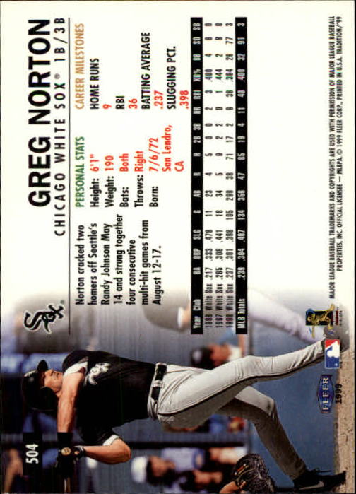 1999 Fleer Tradition Baseball "Main Set" Base Cards #401 to #600 - Picture 207 of 397