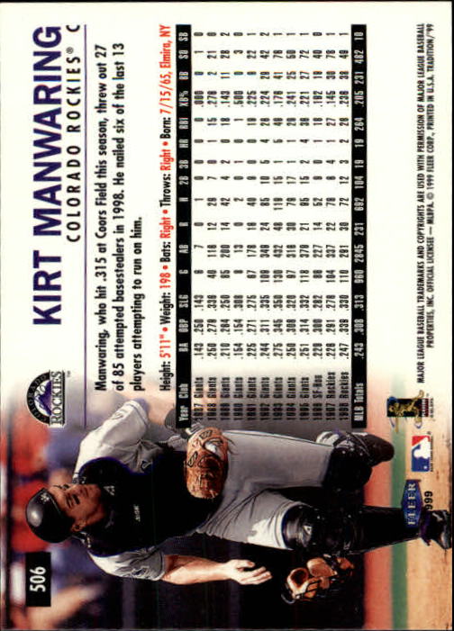 1999 Fleer Tradition Baseball "Main Set" Base Cards #401 to #600 - Picture 211 of 397