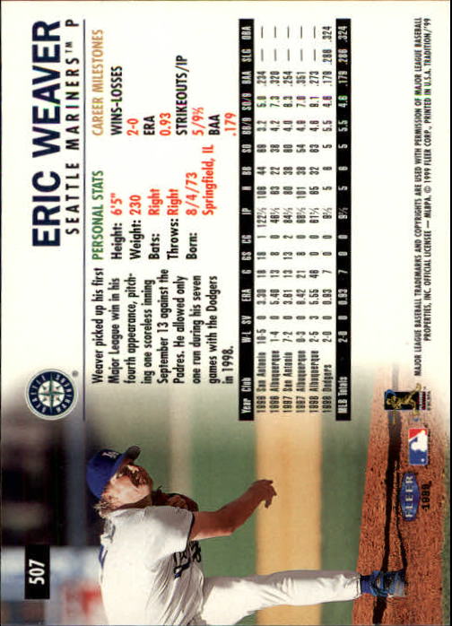 1999 Fleer Tradition Baseball "Main Set" Base Cards #401 to #600 - Picture 213 of 397