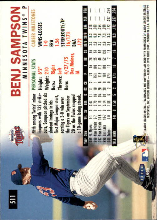 1999 Fleer Tradition Baseball "Main Set" Base Cards #401 to #600 - Picture 221 of 397