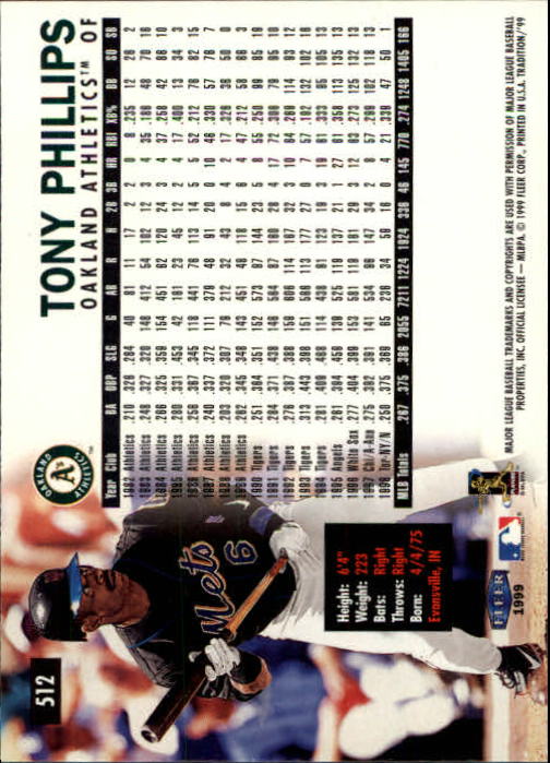 1999 Fleer Tradition Baseball "Main Set" Base Cards #401 to #600 - Picture 223 of 397