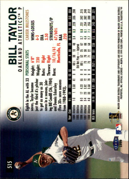 1999 Fleer Tradition Baseball "Main Set" Base Cards #401 to #600 - Picture 229 of 397