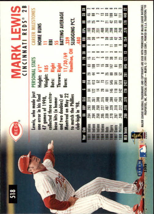 1999 Fleer Tradition Baseball "Main Set" Base Cards #401 to #600 - Picture 235 of 397