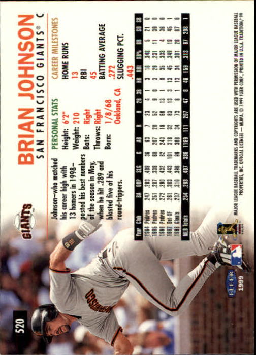 1999 Fleer Tradition Baseball "Main Set" Base Cards #401 to #600 - Picture 239 of 397