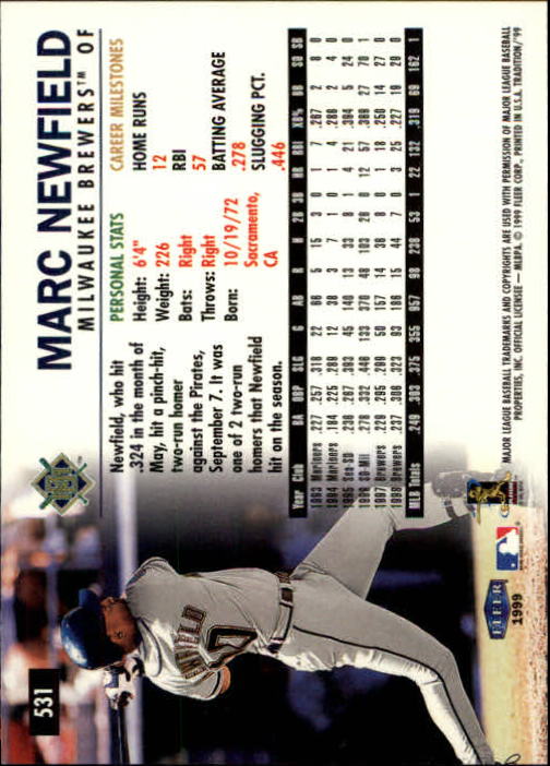 1999 Fleer Tradition Baseball "Main Set" Base Cards #401 to #600 - Picture 261 of 397