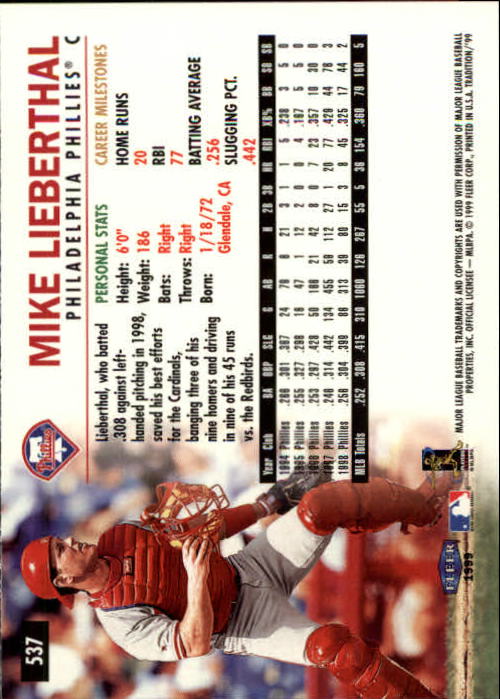 1999 Fleer Tradition Baseball "Main Set" Base Cards #401 to #600 - Picture 273 of 397