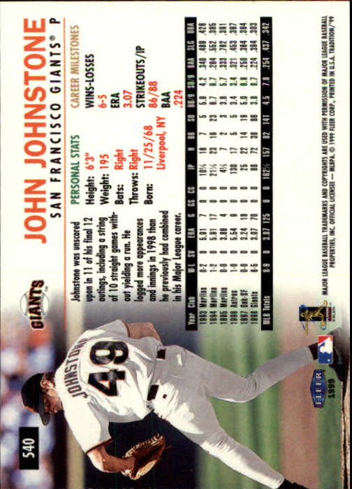 1999 Fleer Tradition Baseball "Main Set" Base Cards #401 to #600 - Picture 279 of 397