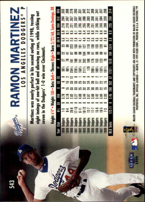 1999 Fleer Tradition Baseball "Main Set" Base Cards #401 to #600 - Picture 285 of 397