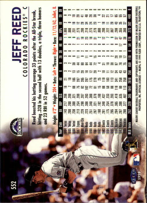 1999 Fleer Tradition Baseball "Main Set" Base Cards #401 to #600 - Picture 303 of 397