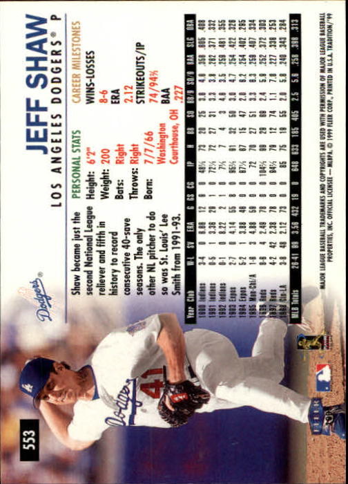 1999 Fleer Tradition Baseball "Main Set" Base Cards #401 to #600 - Picture 305 of 397