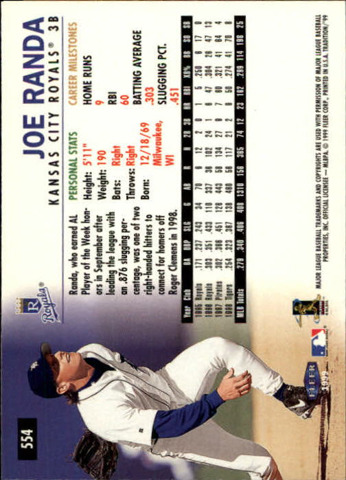 1999 Fleer Tradition Baseball "Main Set" Base Cards #401 to #600 - Picture 307 of 397