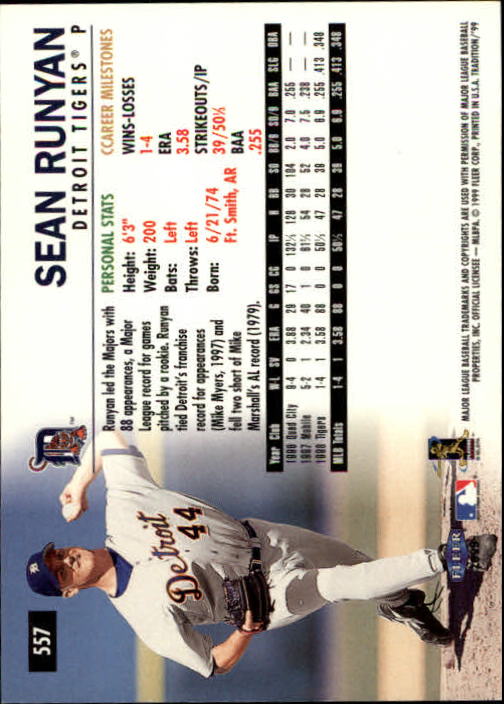 1999 Fleer Tradition Baseball "Main Set" Base Cards #401 to #600 - Picture 313 of 397