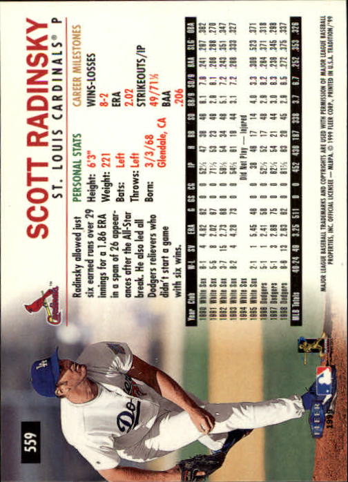 1999 Fleer Tradition Baseball "Main Set" Base Cards #401 to #600 - Picture 317 of 397