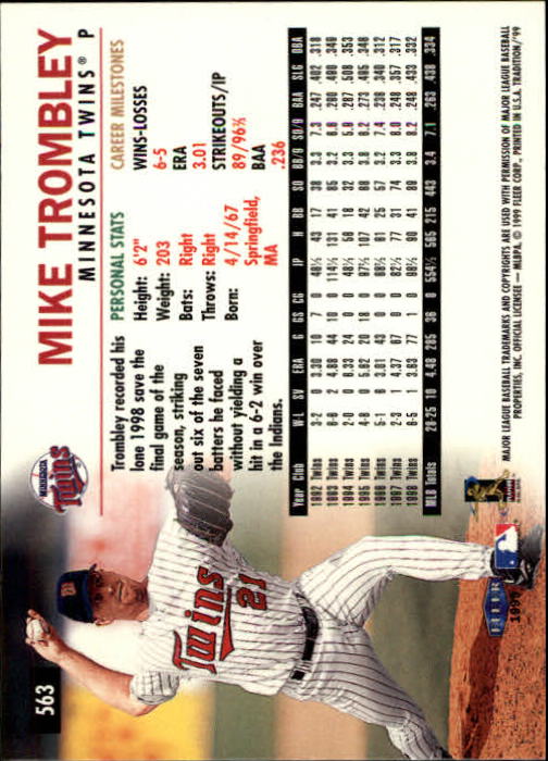 1999 Fleer Tradition Baseball "Main Set" Base Cards #401 to #600 - Picture 325 of 397