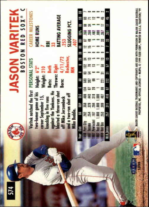 1999 Fleer Tradition Baseball "Main Set" Base Cards #401 to #600 - Picture 347 of 397