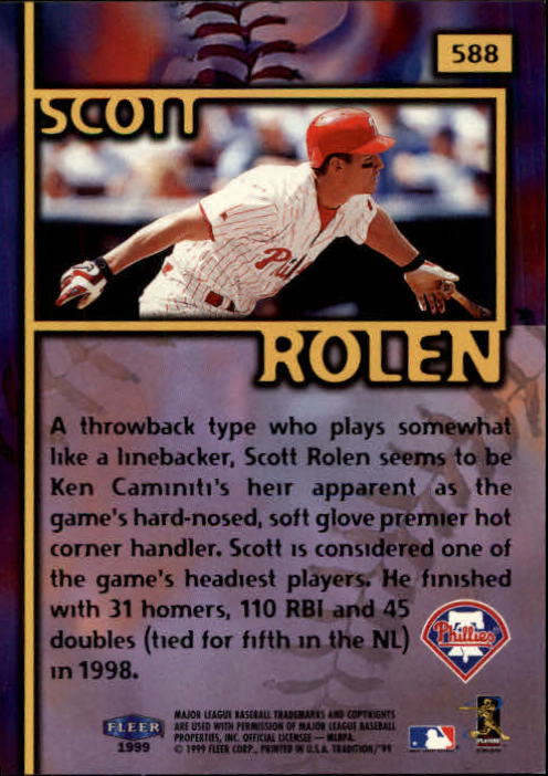 1999 Fleer Tradition #588 Scott Rolen FF back image