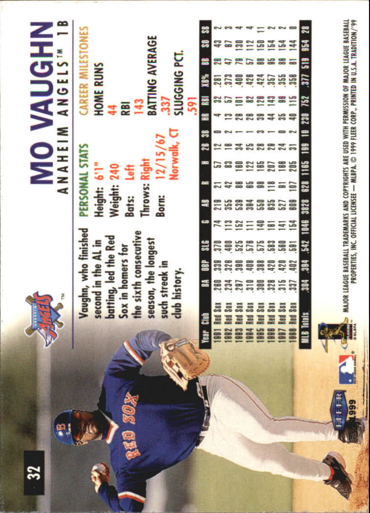 1999 Fleer Tradition Millenium #32 Mo Vaughn back image