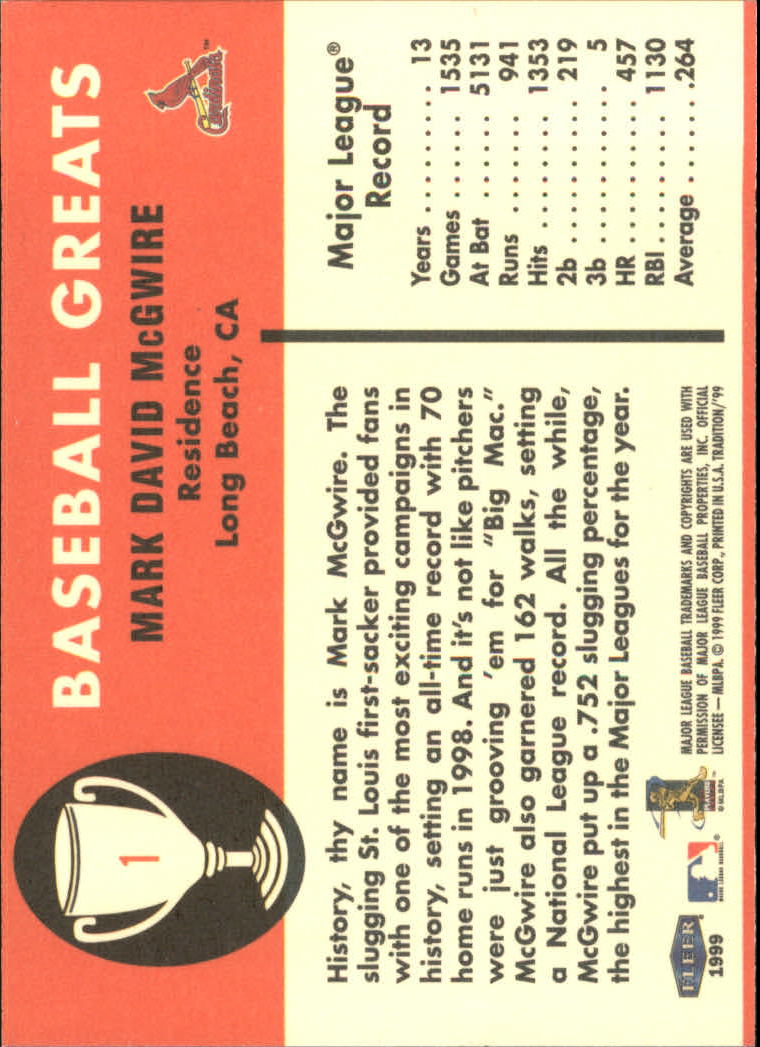 1999 Fleer Tradition Baseball "Vintage '61" Insert Cards - Picture 3 of 101