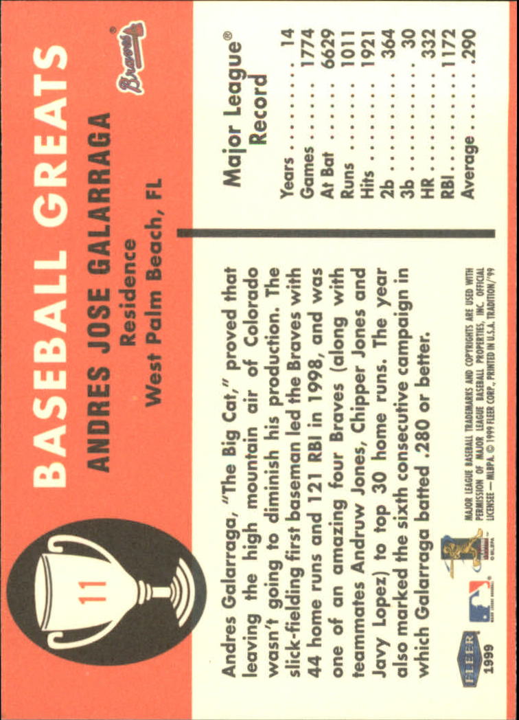 1999 Fleer Tradition Baseball "Vintage '61" Insert Cards - Picture 23 of 101