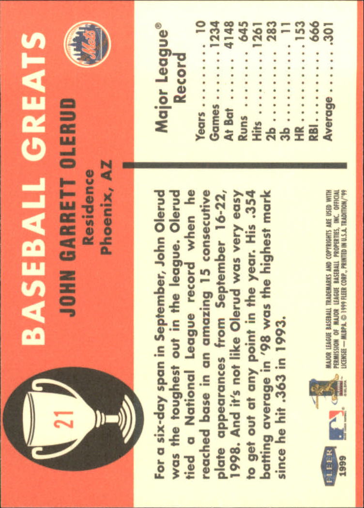 1999 Fleer Tradition Baseball "Vintage '61" Insert Cards - Picture 43 of 101