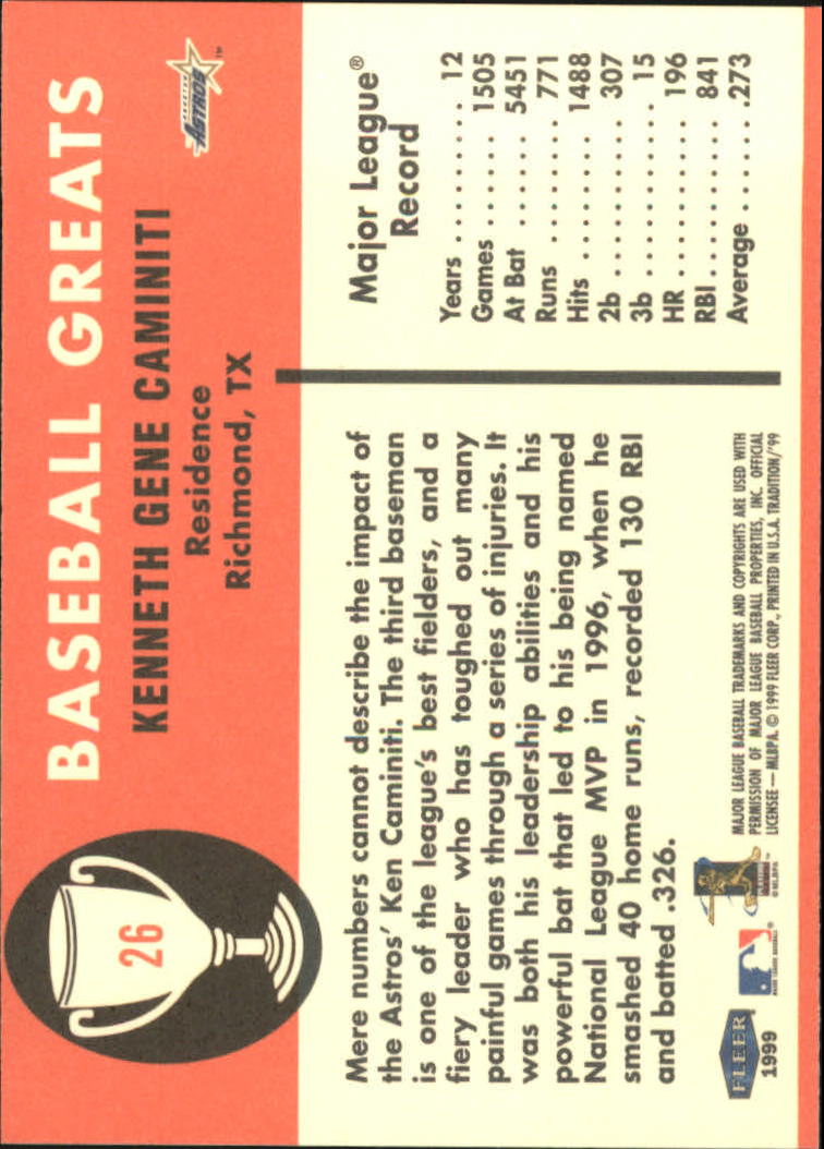 1999 Fleer Tradition Baseball "Vintage '61" Insert Cards - Picture 53 of 101