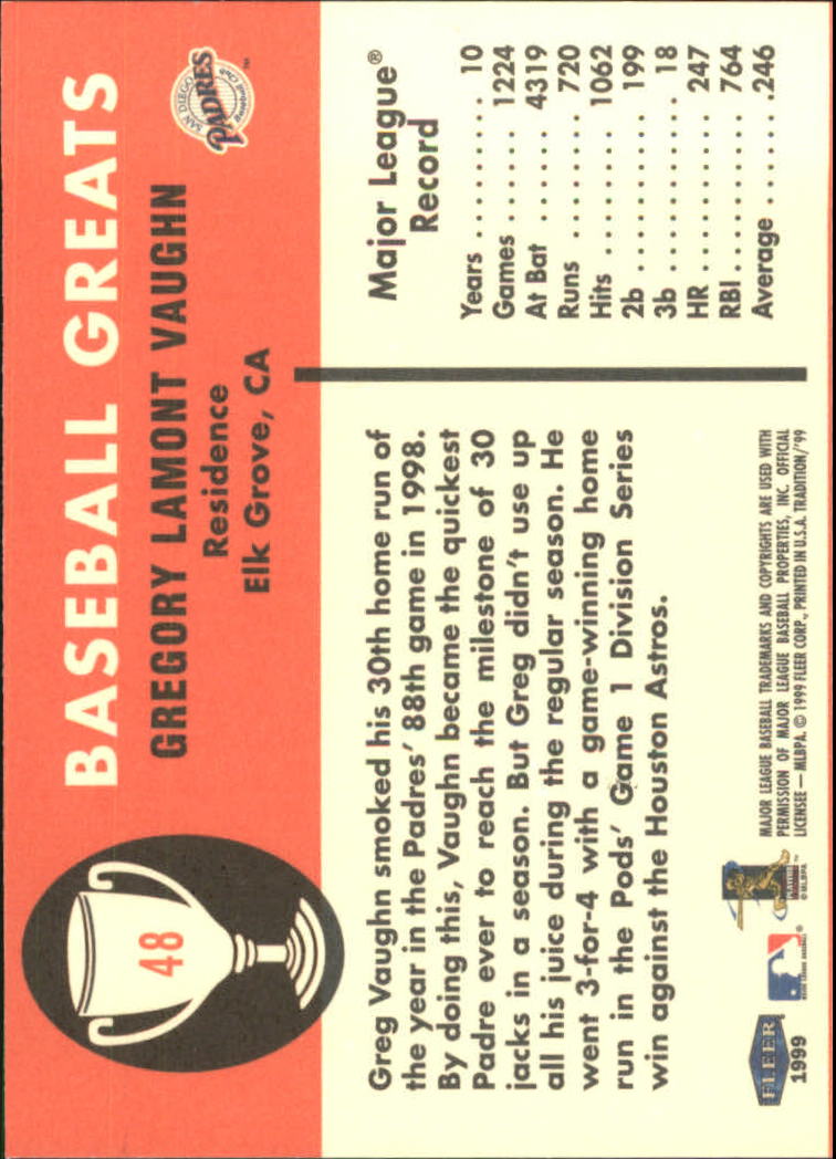 1999 Fleer Tradition Baseball "Vintage '61" Insert Cards - Picture 97 of 101