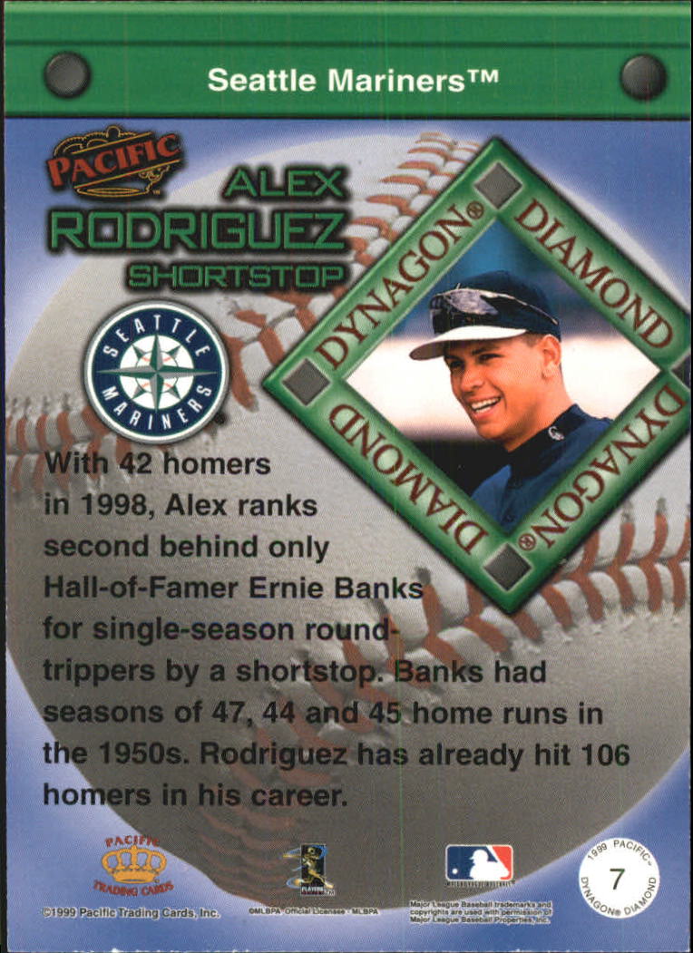 1999 Pacific Dynagon Diamond #7 Alex Rodriguez back image