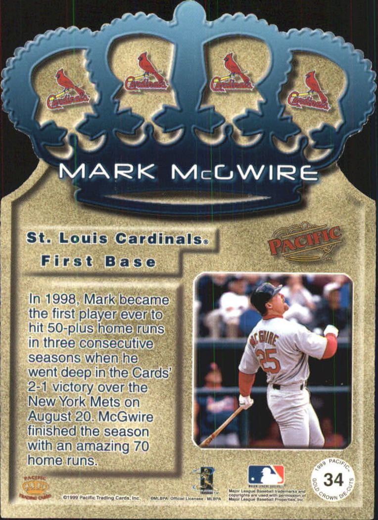 1999 Pacific Gold Crown Die Cuts #34 Mark McGwire back image