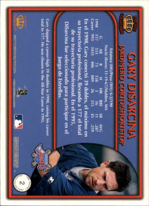 1999 Pacific Crown Collection #2 Gary DiSarcina back image