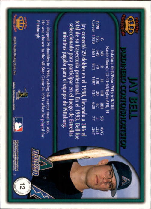 1999 Pacific Crown Collection #12 Jay Bell back image