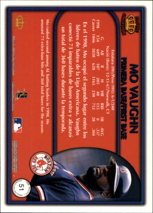 1999 Pacific Crown Collection #51 Mo Vaughn back image