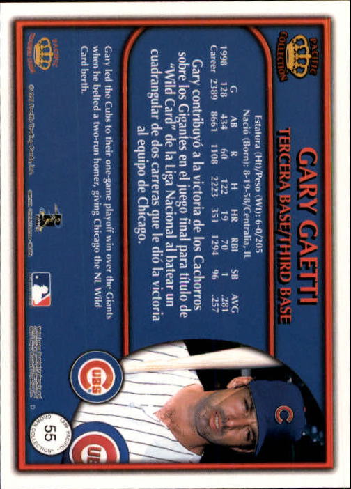 1999 Pacific Crown Collection #55 Gary Gaetti back image