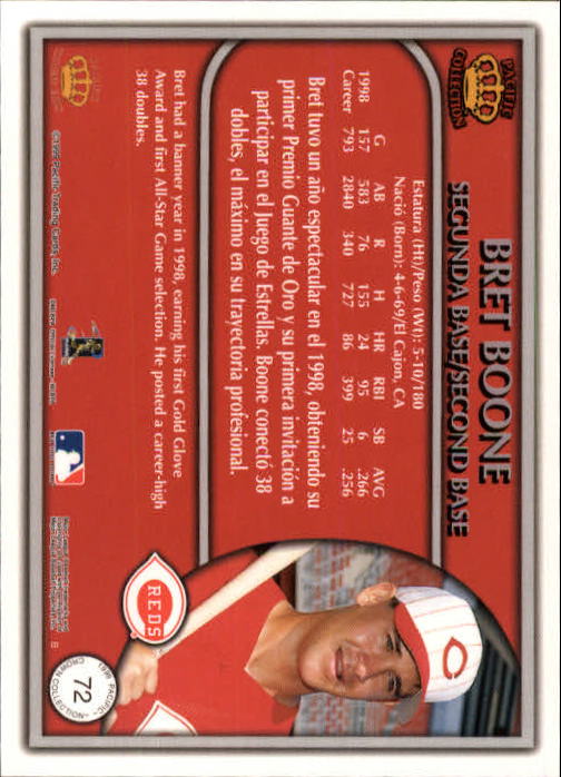 1999 Pacific Crown Collection #72 Bret Boone back image