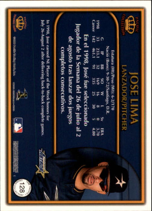 1999 Pacific Crown Collection #128 Jose Lima back image