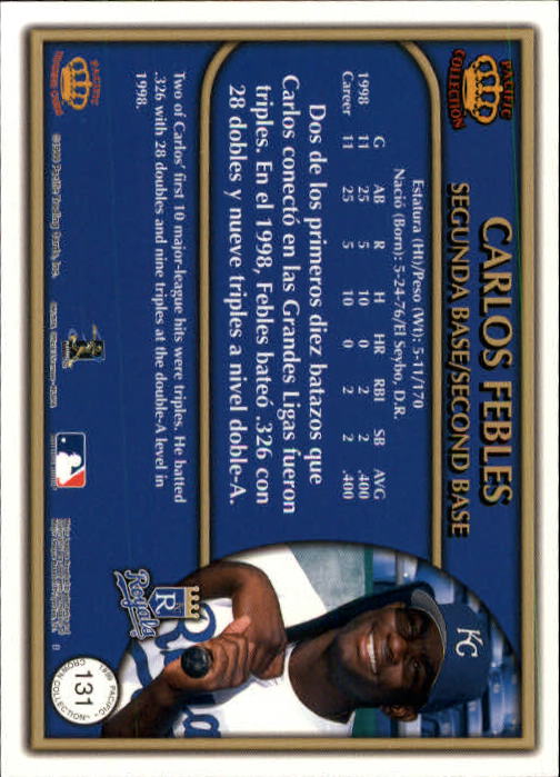 1999 Pacific Crown Collection #131 Carlos Febles back image