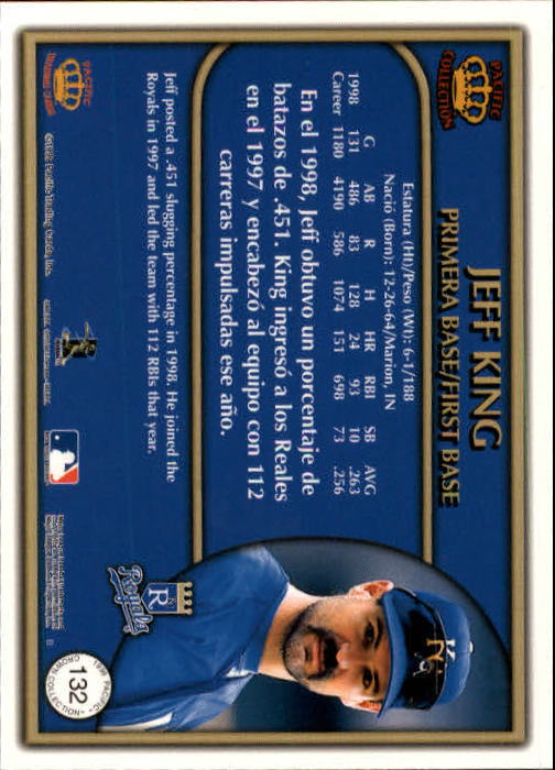1999 Pacific Crown Collection #132 Jeff King back image