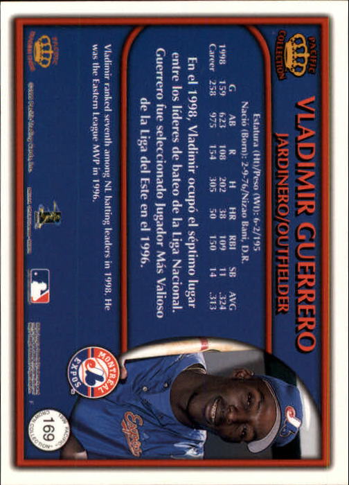 1999 Pacific Crown Collection #169 Vladimir Guerrero back image