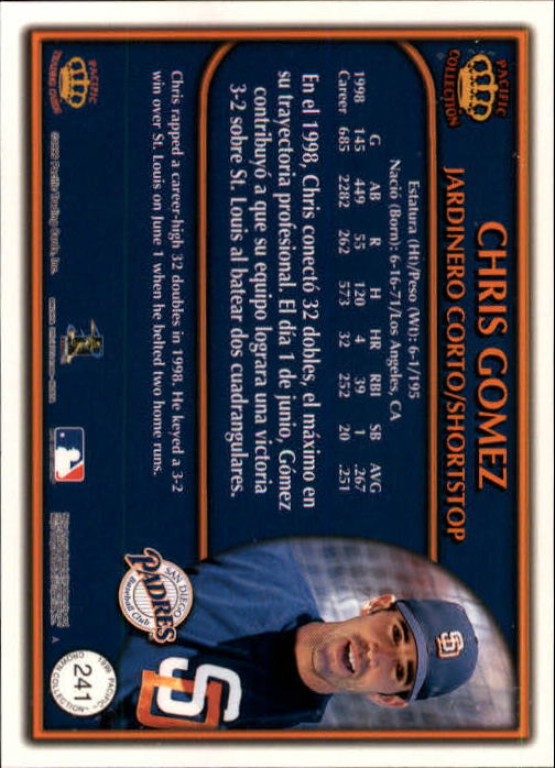 1999 Pacific Crown Collection #241 Chris Gomez back image