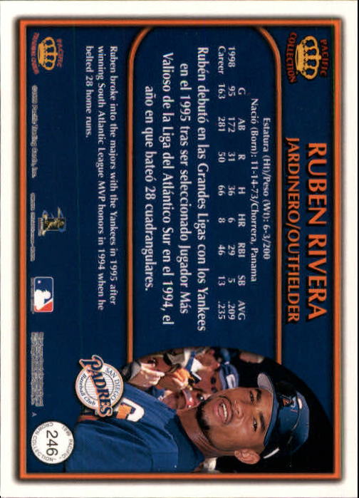 1999 Pacific Crown Collection #246 Ruben Rivera back image
