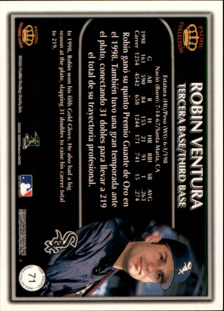 1999 Pacific Crown Collection Platinum Blue #71 Robin Ventura back image
