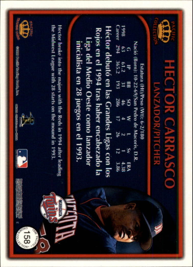 1999 Pacific Crown Collection Platinum Blue #158 Hector Carrasco back image