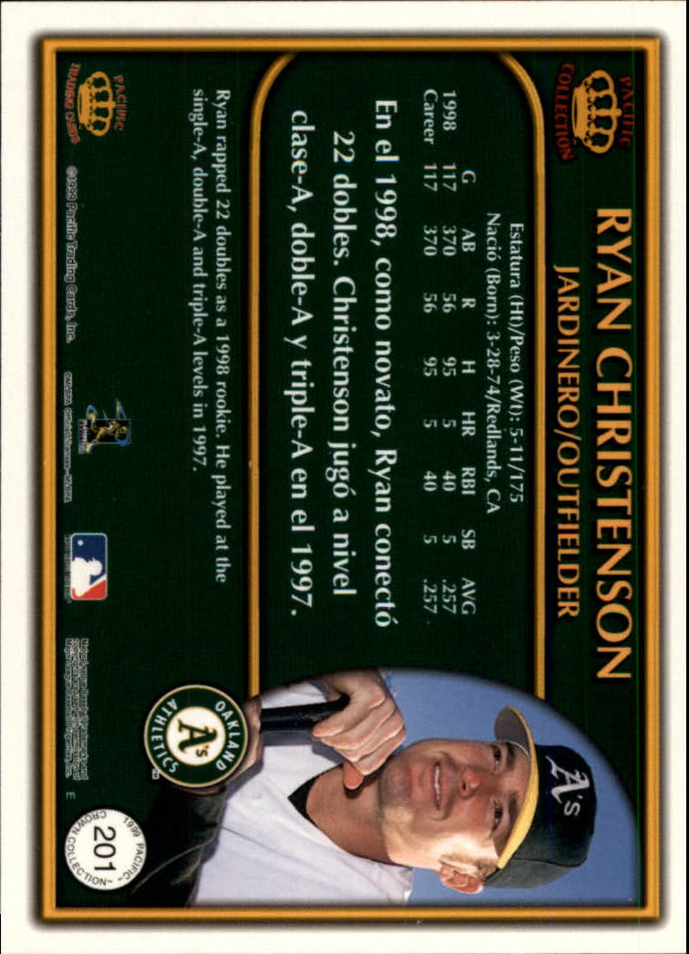 1999 Pacific Crown Collection Platinum Blue #201 Ryan Christenson back image