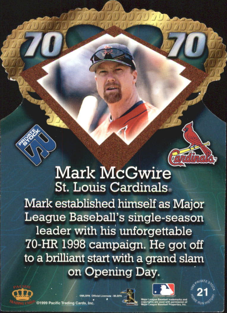 1999 Private Stock Home Run History #21 M.McGwire Crown DC back image