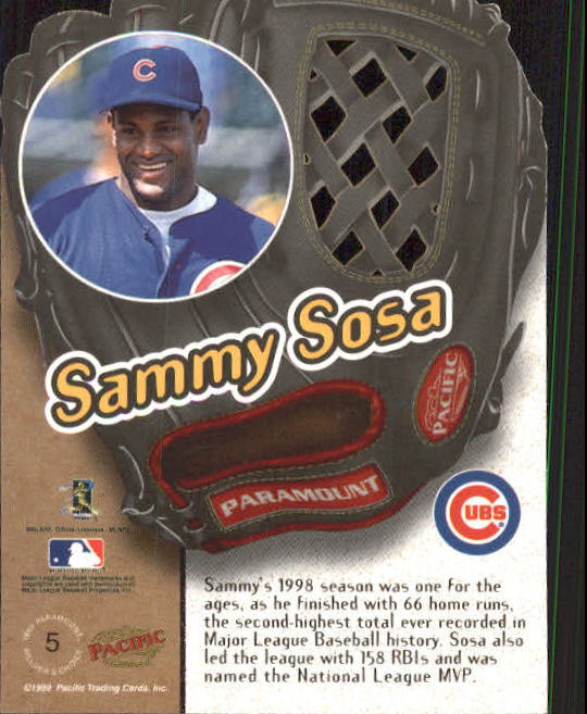 1999 Paramount Fielder's Choice #5 Sammy Sosa back image